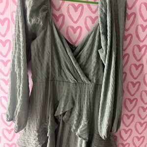 Elegant Green Long Sleeve Dress